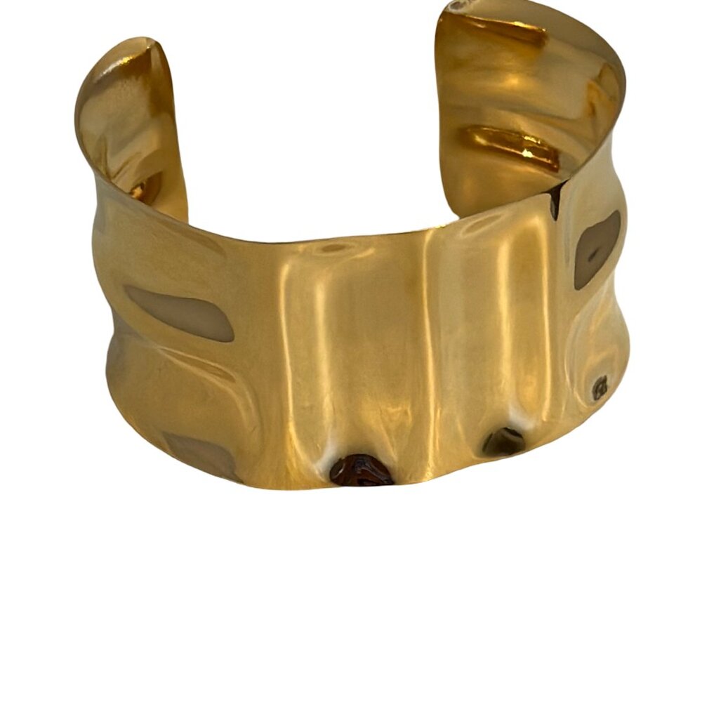 Gold Hammered Cuff Bracelet - Picture 3 of 6